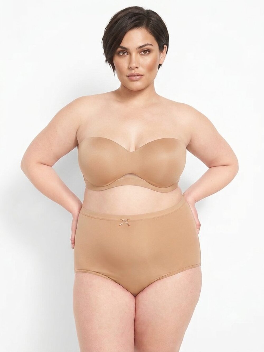 CACIQUE Lane Bryant Comfort Bliss Strapless Bra Gold Nude 46D #A3732